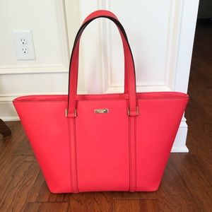 KATE SPADE LARGE TOP ZIP TOTE WATERMELON ORANGE PINK COLOR / GREAT CONDITION